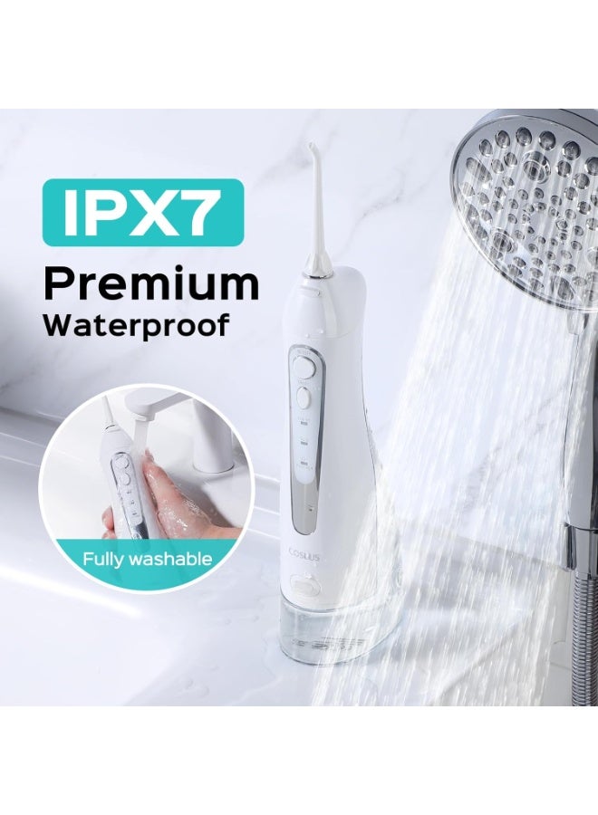 COSLUS Professional Water Flosser For Teeth Braces Gums Care, Cordless Oral Irrigador, Deep Cleaning, Rechargeable, Waterproof, BPA-Free, Portable, Home and Travel, White C20 - Image 5